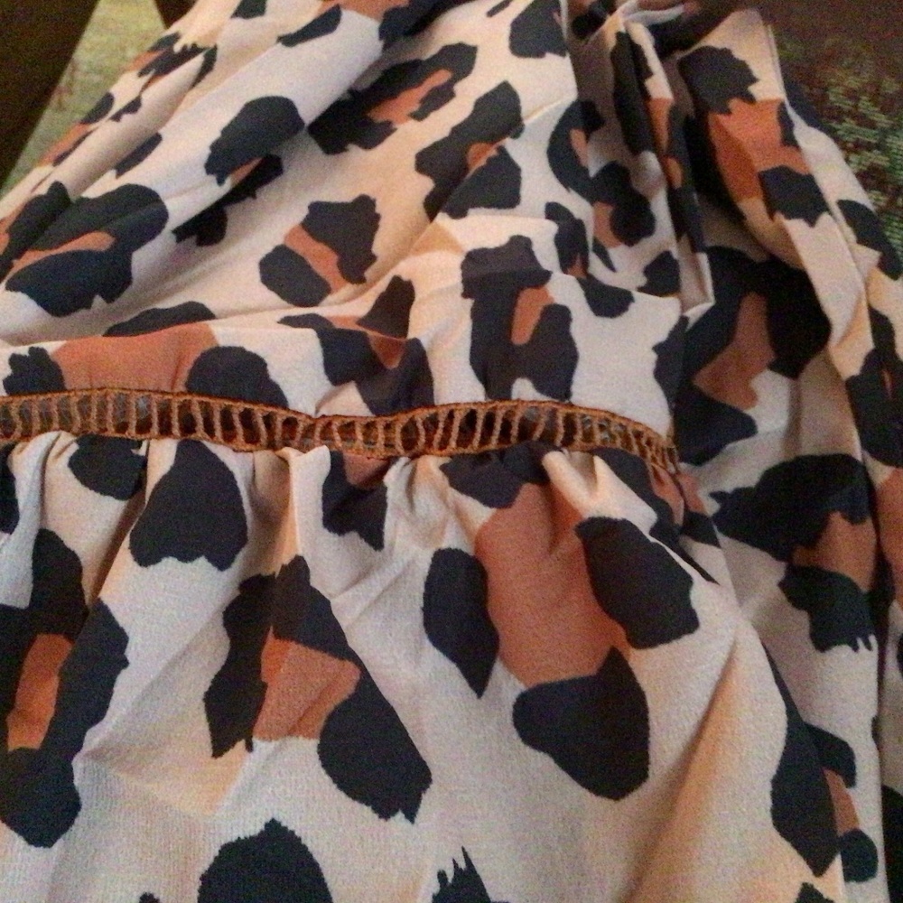 Brown leopard print patchwork top - Picture 5 of 6